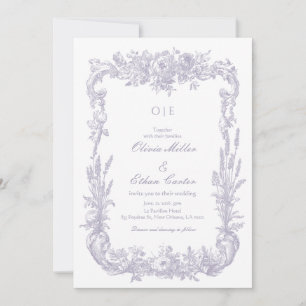 Invitation Mariage Floral Lavande Victorien Classique Françai