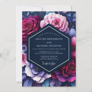 Invitation Mariage Floral Lumineux Indigo
