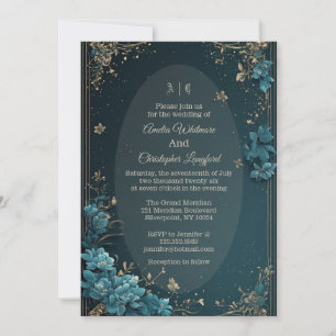 Invitation Mariage Floral Luxueux de Style Victorien Hérité 