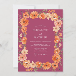 Invitation Mariage Floral Luxuriant au Plum