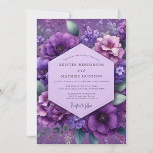 Invitation Mariage floral luxuriant d'améthyste