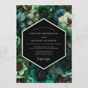Invitation Mariage floral luxuriant émeraude