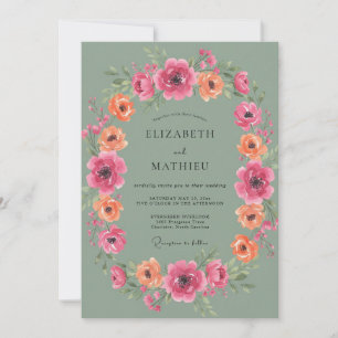 Invitation Mariage Floral Magenta Sauge