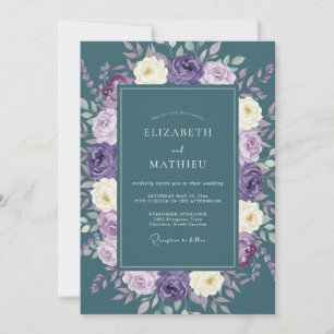 Invitation Mariage Floral Majestueux Sarcelle