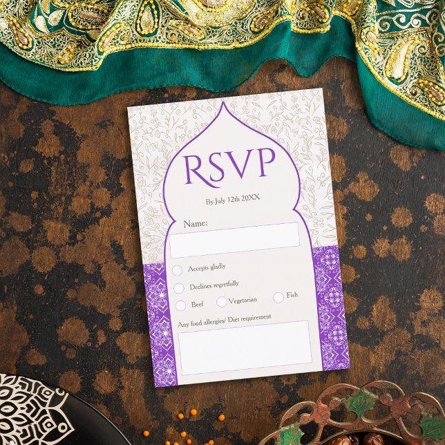 Invitation Mariage floral marocain pourpre (Créateur téléchargé)