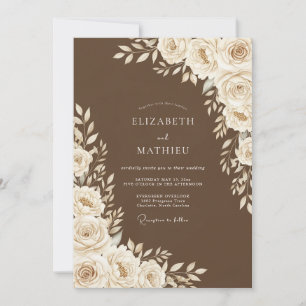 Invitation Mariage Floral Marron