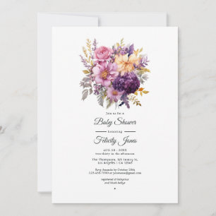 Invitation Mariage floral mauve et or