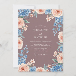 Invitation Mariage Floral Mauve et Pêche