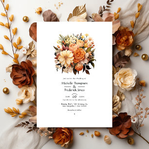 Invitation Mariage Floral Mélange Brun Hiver