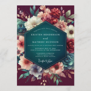 Invitation Mariage Floral Merlot