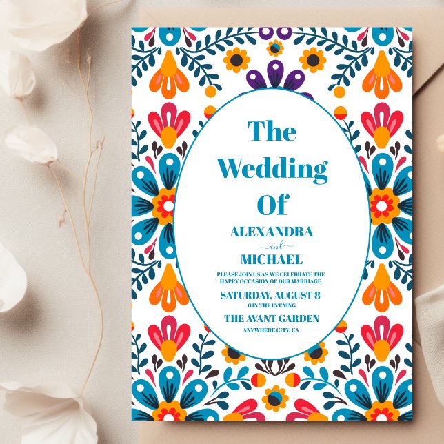 Invitation Mariage floral mexicain de broderie Fiesta (Créateur téléchargé)