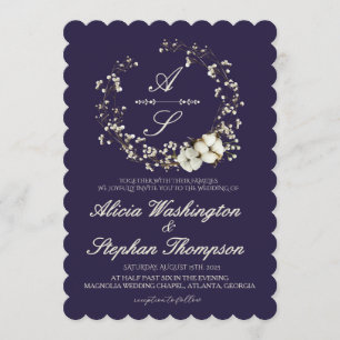 Invitation Mariage Floral Minimal Moderne d'Hiver