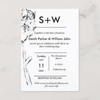 Invitation Mariage floral minimal vintage chic d'hortensia de