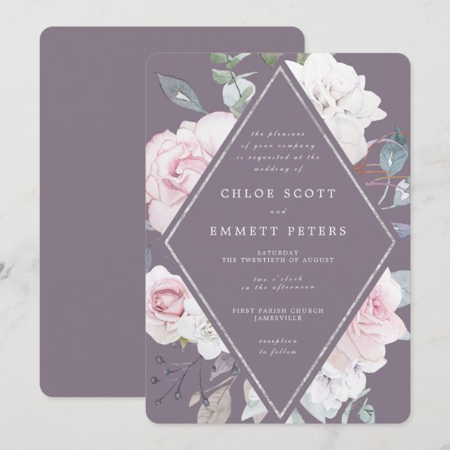 Invitation Mariage Floral Moderne (Devant / Derrière)