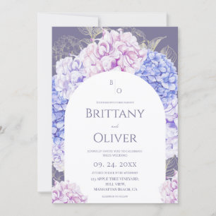 Invitation Mariage Floral Moderne Aquarelle Bleue et Lavande