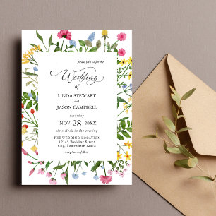 Invitation Mariage Floral Moderne aux Couleurs Vives de Fleur