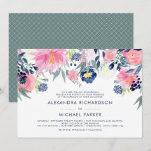 Mariage floral moderne Blush Rose et Navy