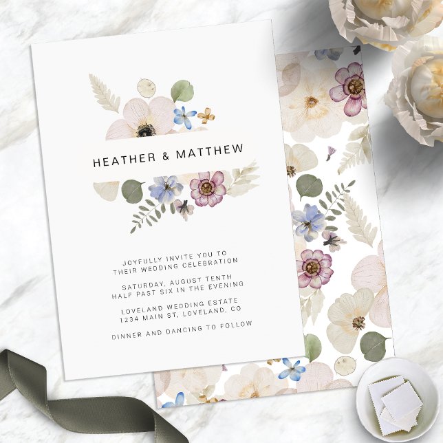 Invitation Mariage Floral Moderne Bohème Chic (Boho Chic Modern Floral Wedding Invitation by Painted Paperie
)