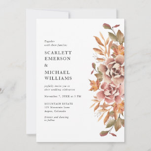 Invitation Mariage floral moderne Boho Fall