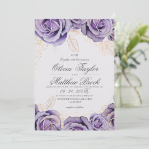 Invitation Mariage Floral Moderne & Élégant Rose Pourpre
