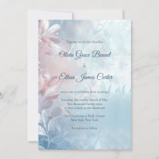 Invitation Mariage floral moderne en verre éthérée