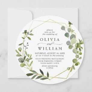 Invitation Mariage floral moderne Eucalyptus géométrique cadr