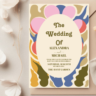 Invitation Mariage floral moderne groovy avec des pâquerettes