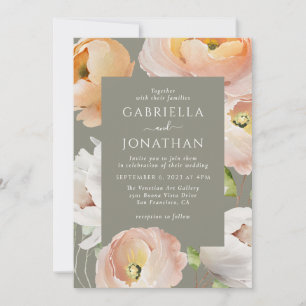 Invitation Mariage floral moderne Peach