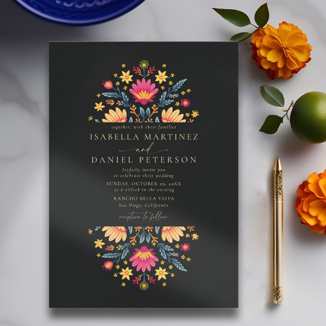 Invitation Mariage Floral moderne Rancho mexicain élégant (rancho mexican wedding invitation fiesta hacienda watercolor floral frame elegant modern stylish)