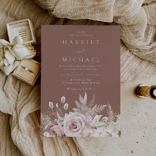 Invitation Mariage Floral Moderne Rose Poussiéreuse & Blush