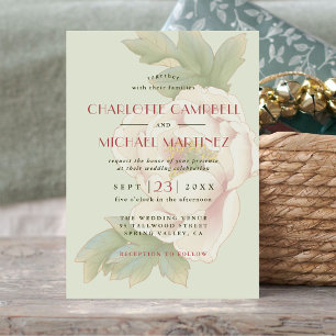 Invitation Mariage floral moderne Sage vert rose pâle rose