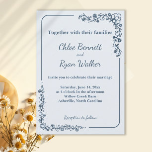 Invitation Mariage floral monochrome rustique