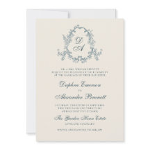 Mariage Floral Monogrammé Vintage Bleu