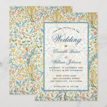 Mariage Floral Morris Motif Élégant Script