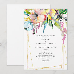 Invitation Mariage Floral multicolore aquarelle