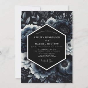 Invitation Mariage Floral Navy Moody