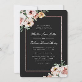 Invitation Mariage Floral noir