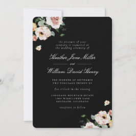 Invitation Mariage floral noir élégant