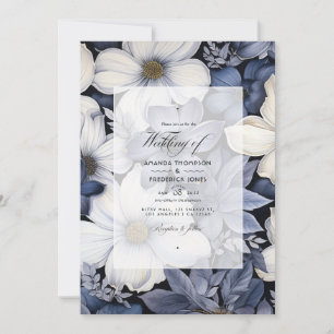Invitation Mariage floral noir et blanc