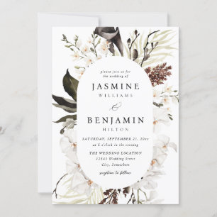 Invitation Mariage floral noir et blanc