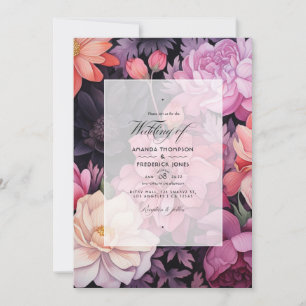 Invitation Mariage floral noir et rose
