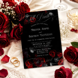 Invitation Mariage floral noir et rouge sur mesure