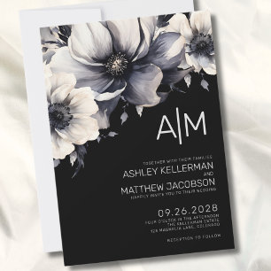 Invitation Mariage Floral noir moderne