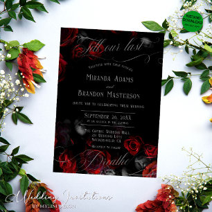 Invitation Mariage Floral noir rouge sur mesure