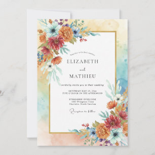 Invitation Mariage Floral Ocre Painter