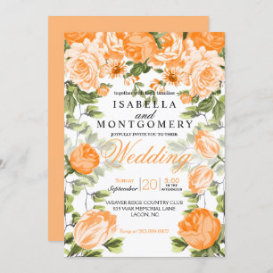 Invitation Mariage floral orange botanique