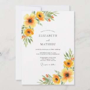 Invitation Mariage Floral Orange de Printemps