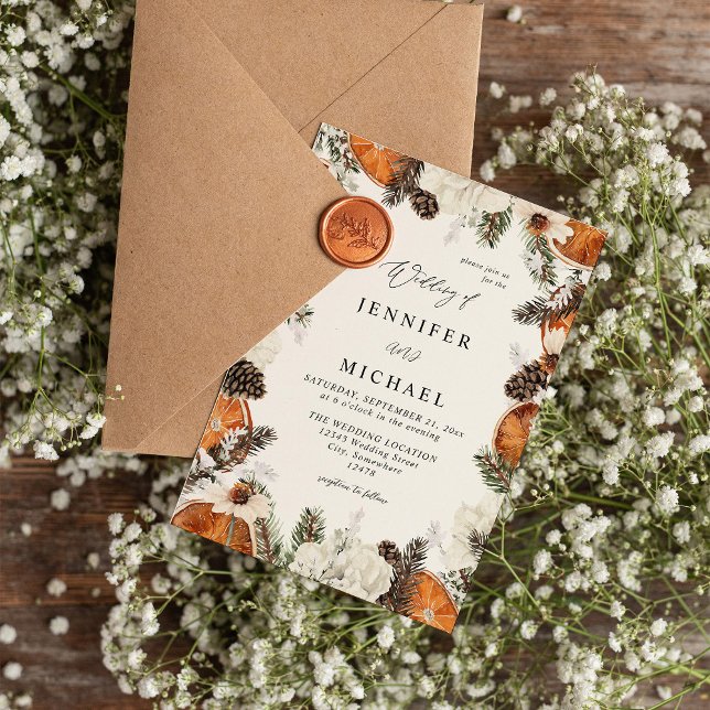 Invitation Mariage Floral Orange et Blanc Rustique (Créateur téléchargé)