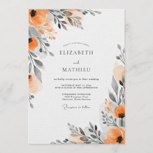 Invitation Mariage Floral Orange Impressionniste