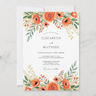 Invitation Mariage Floral Orange Radiant